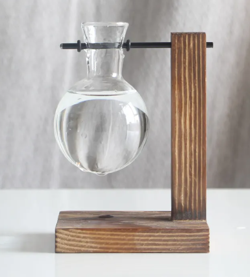 Wooden Frame Glass Bud Vase