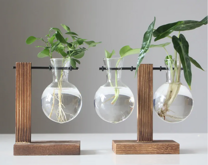 Wooden Frame Glass Bud Vase