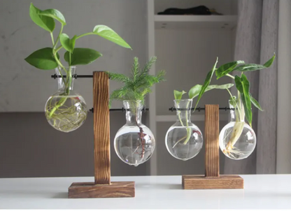 Wooden Frame Glass Bud Vase