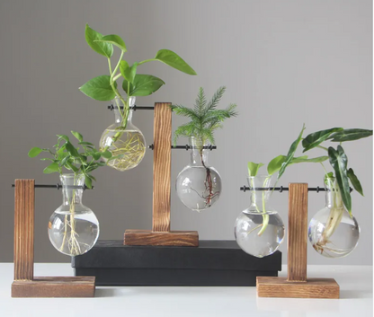 Wooden Frame Glass Bud Vase