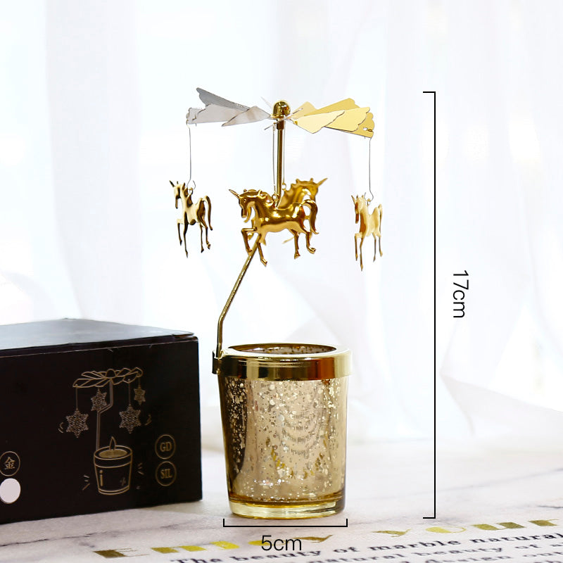 Golden Carousel Candle Holder