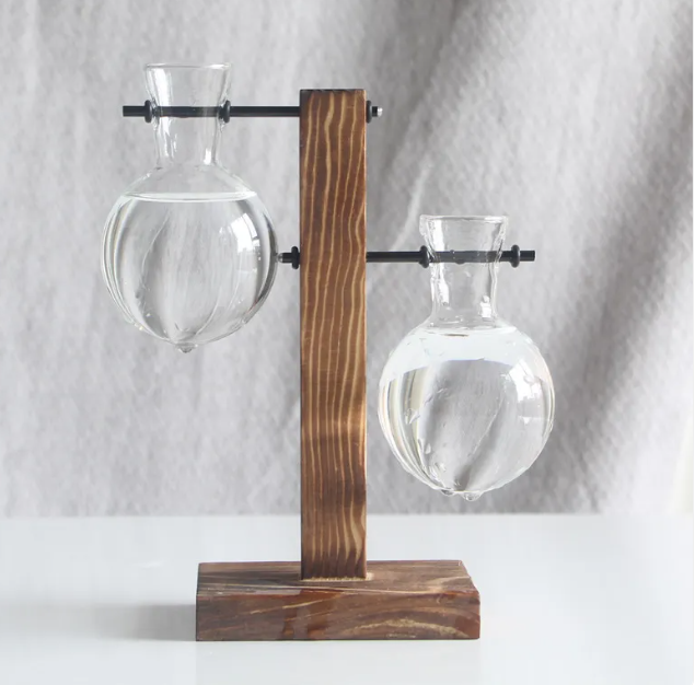 Wooden Frame Glass Bud Vase
