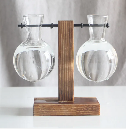 Wooden Frame Glass Bud Vase