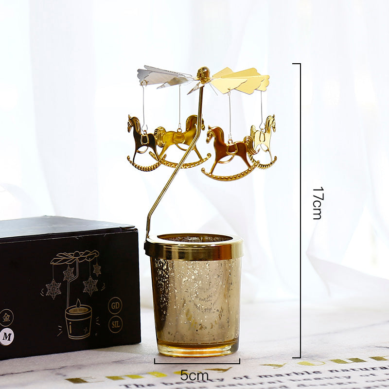 Golden Carousel Candle Holder